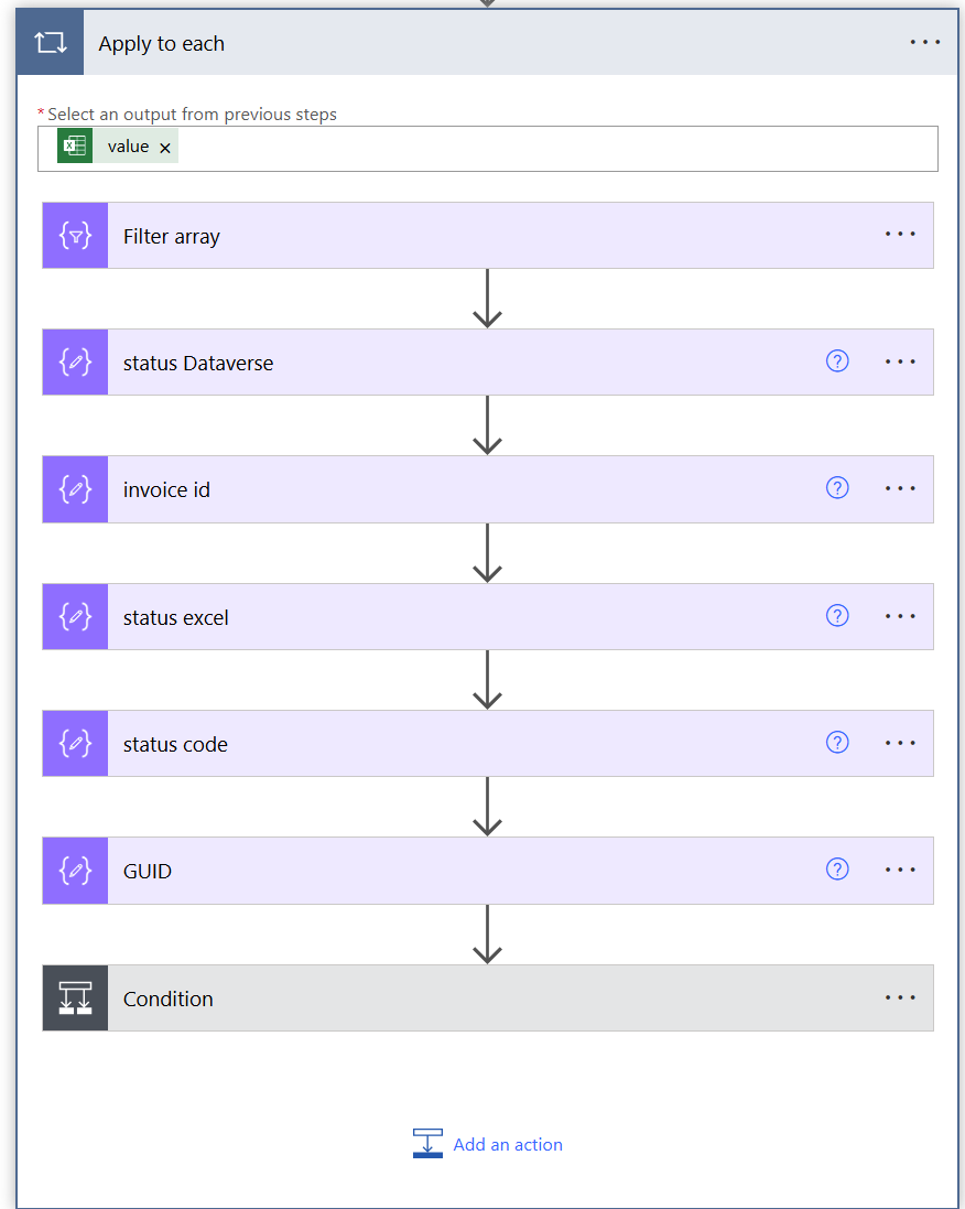 Power Automate data processing workflow
